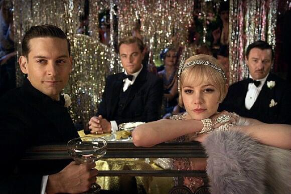 "The party has begun..." GATSBY (2013): Tobey Maguire, Leonardo DiCaprio, Carey Mulligan and Joel Edgerton
