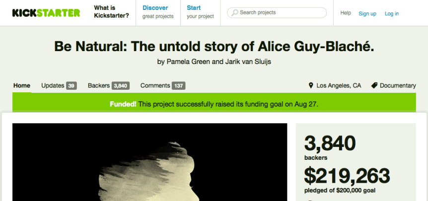 Alice Guy Kickstarter funded