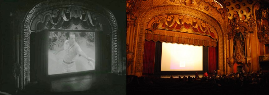  George Valentin's Tears of Love on the Los Angeles Theater screen, at left. Color image Floyd B. Bariscale http://www.flickr.com/photos/7294653@N07/3394648314/ca